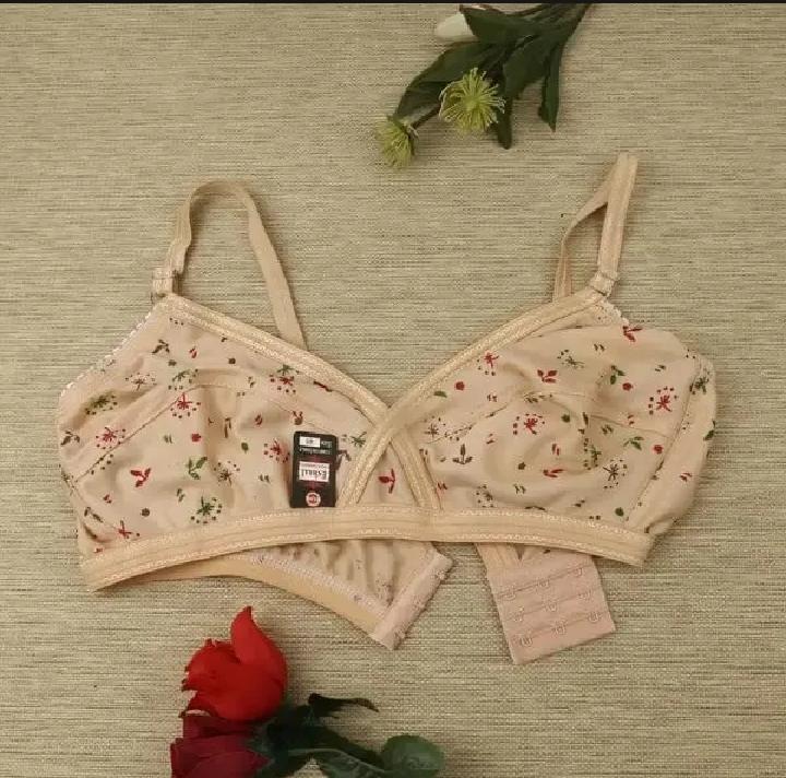 Floral Cotton Bra – Light Blue, Nude, Black & Pink