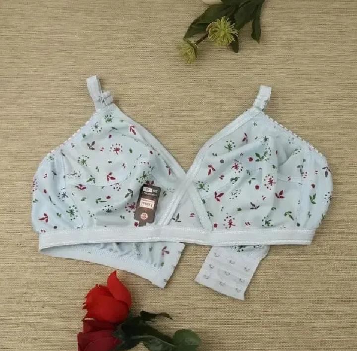 Floral Cotton Bra – Light Blue, Nude, Black & Pink